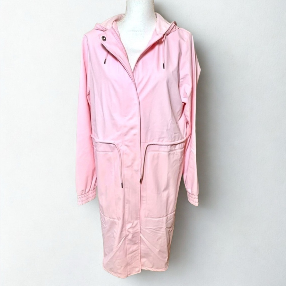 NWT Rains String Hooded Parka Rain Coat Jacket Women‎ Candy Pink Small to Medium